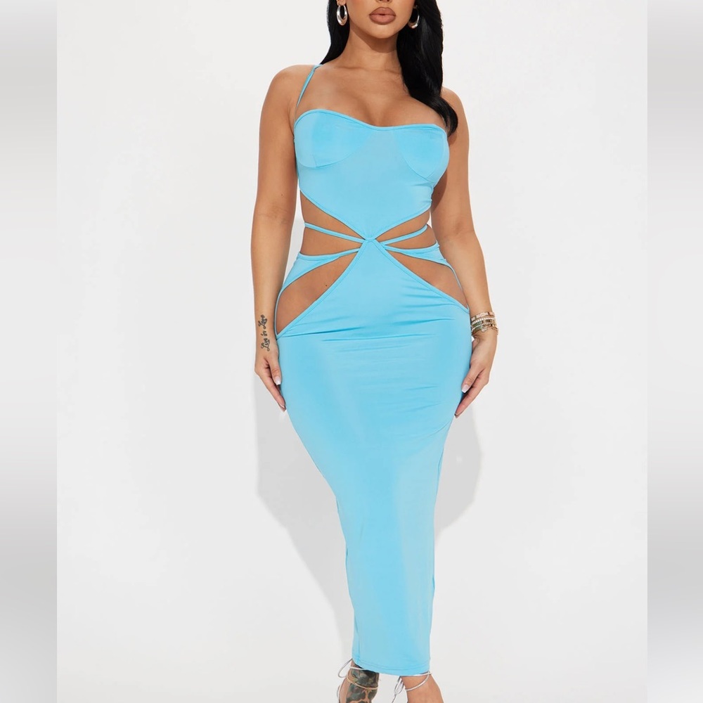 Aqua cutout maxi dress